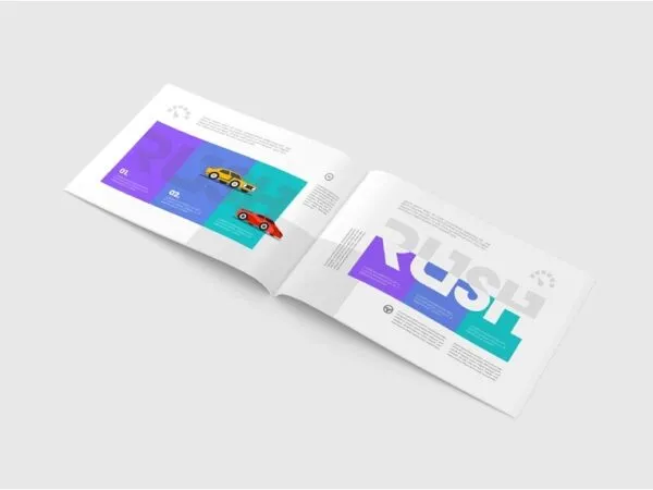 US Letter Landscape Magazine Mockup in 3 Shots 1