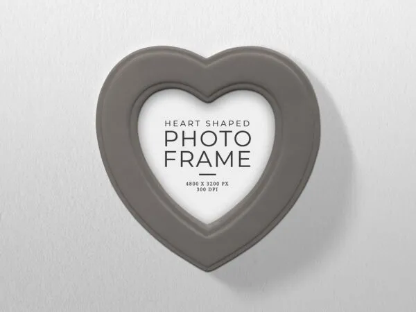 Unique Designed Heart Shaped Photo Frame Mockup 1