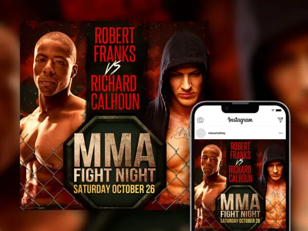 Unique Striking MMA Showdown Instagram Post Template 1