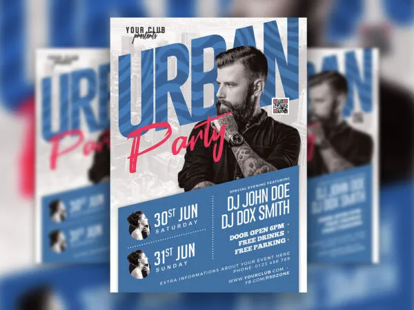 Urban Blue Music Event Flyer Template 1