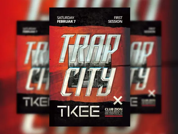 Urban Bold Border Trap Party Flyer Template 1
