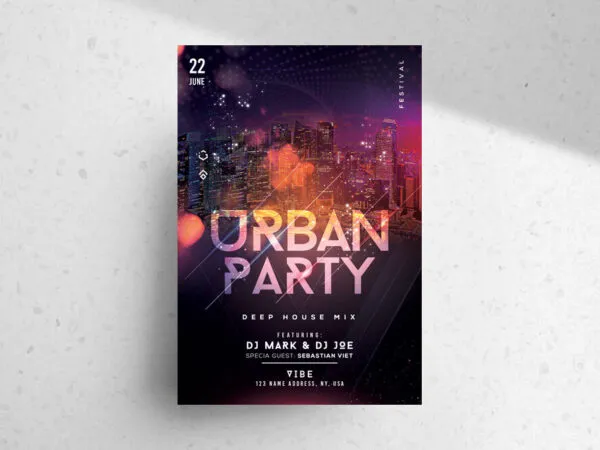 Urban Club Party Flyer Template Featuring a City Night 1