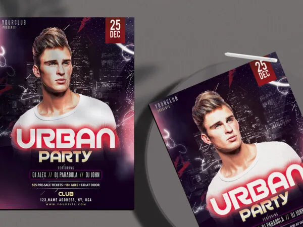 Urban DJ Club Events and Party Flyer Template 1