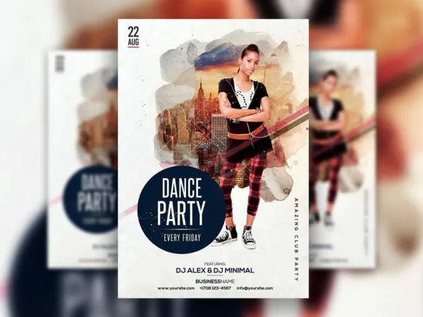 Urban Dance Party Flyer Template Featuring Tall Buildings 1