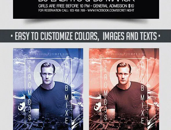 Urban Frame DJ Event Flyer and Facebook Cover Template 1