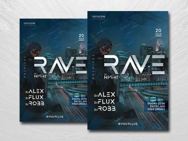 Urban Futuristic Rave Party Flyer Template 1