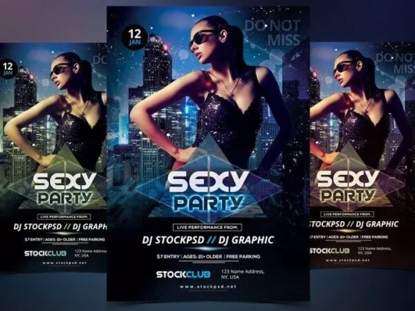 Urban Geometric 3D Night Party Flyer Template 1