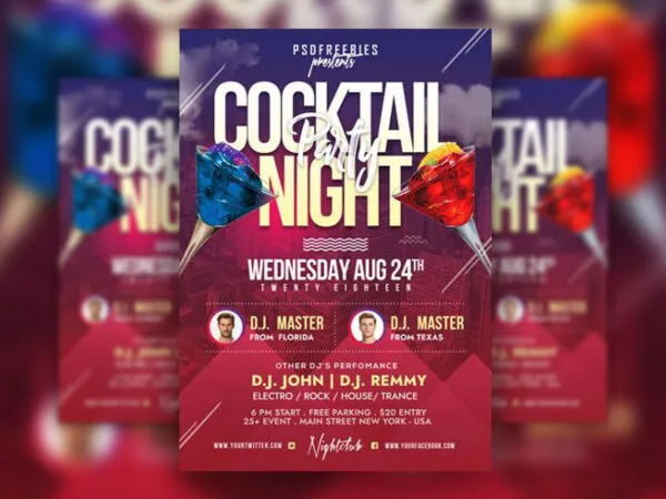 Urban Geometric Cocktail Party Flyer Template 1