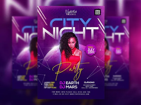 Urban Geometric DJ Nightclub Party Flyer Template 1