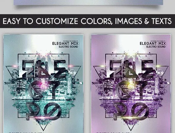 Urban Geometric Electro Music Flyer and Facebook Cover Template 1