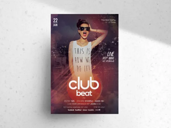 Urban Glitter Beat Club Flyer Template 1