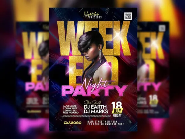Urban Glitter Weekend Night Party Flyer Template 1