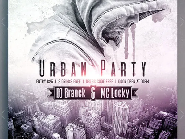 Urban Grunge DJ Music Event Flyer Along with Facebook Cover Templates 1