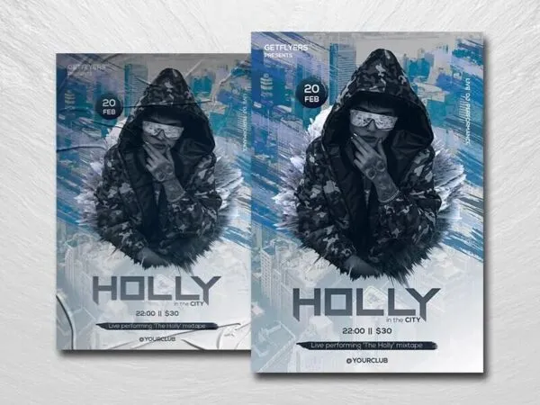 Urban Icy Night Club DJ Party Flyer Template 1