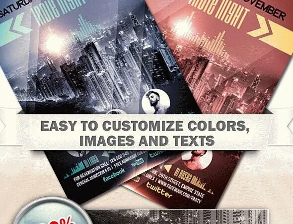 Urban Modern Indie Night Party Flyer Template and Facebook Cover 1