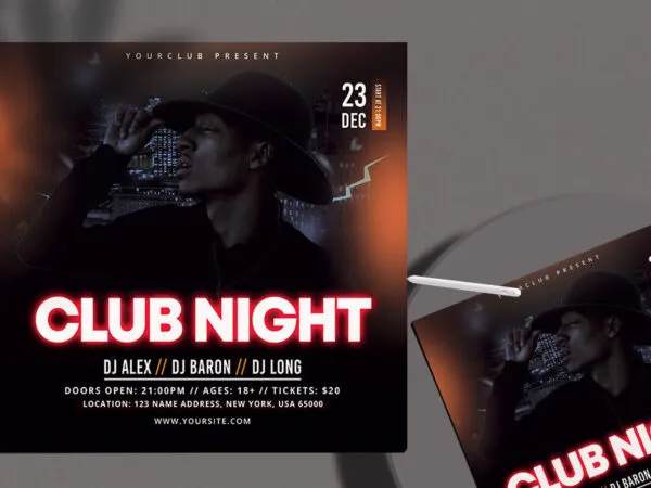 Urban Modern Night Club Flyer Instagram Template with a Dark Design 1