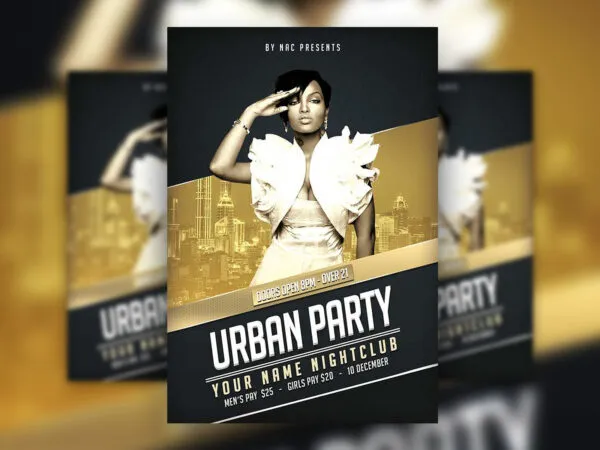 Urban Music Club Flyer Template Featuring Faded Buildings 1