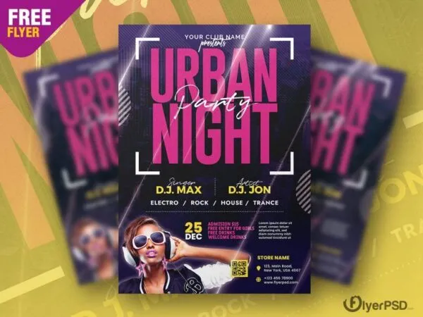 Urban Music and Club Events Flyer Template 1