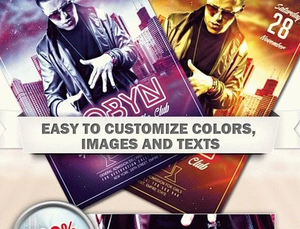 Urban Neon Party Flyer and Facebook Cover Template 1