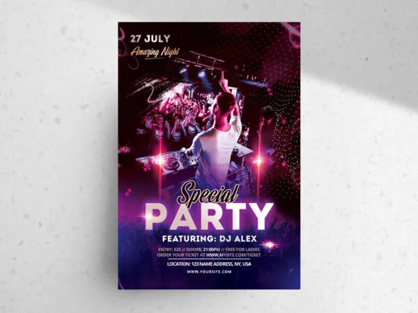 Urban Party Flyer Template with Disco Background 1