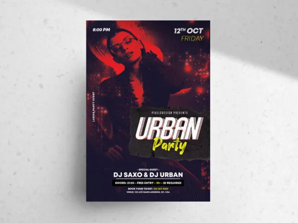 Urban Party Flyer Template with a City View Background 1