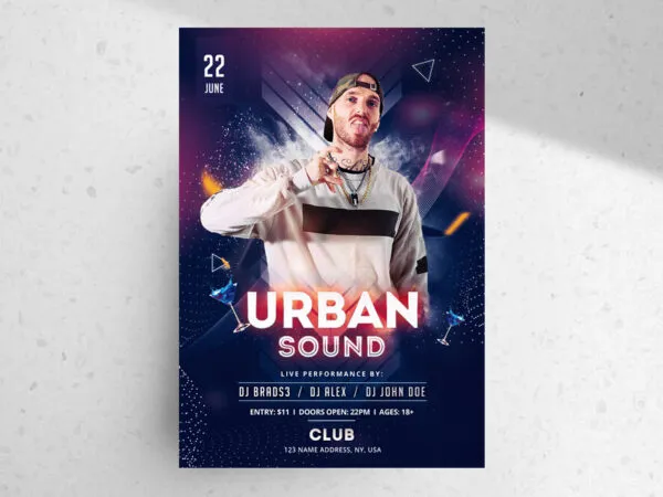 Urban Party Flyer Template with a Dark Theme 1