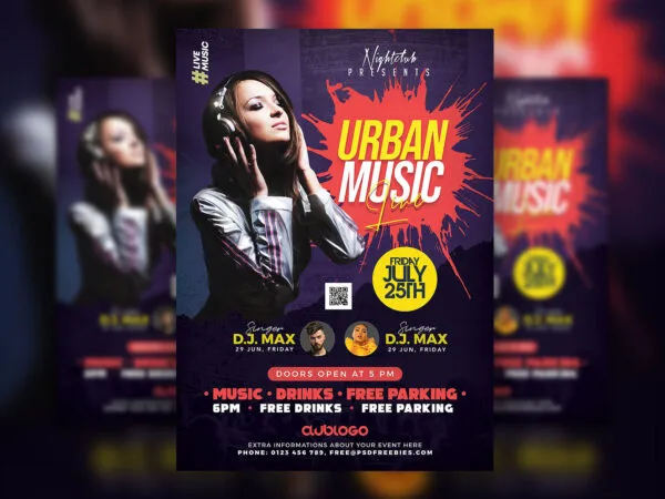 Urban Purple Concert Poster and Flyer Templates 1