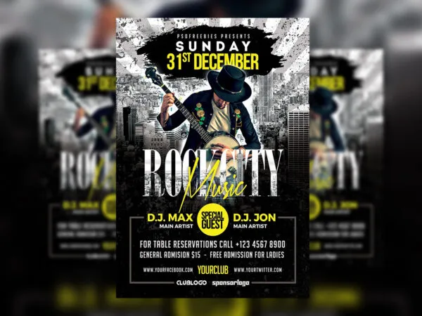 Urban Rock Music Party Flyer Template 1