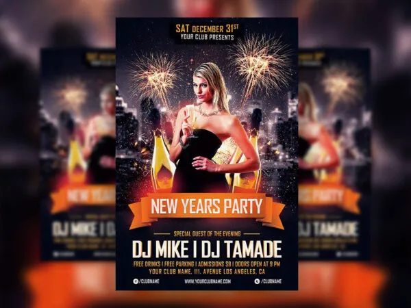 Urban Sparkly New Years Party Flyer Template 1