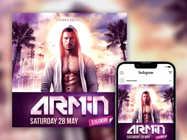 Urban Tropical Electronic DJ Instagram Post Template 1