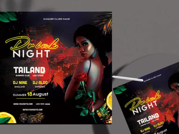 Urban Tropical Night Party Flyer Instagram Banner Template 1