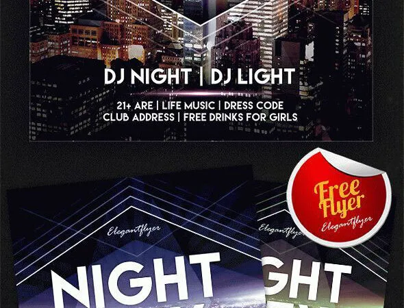 Urban and Lines Night City DJ Flyer Template Plus a Facebook Cover 1