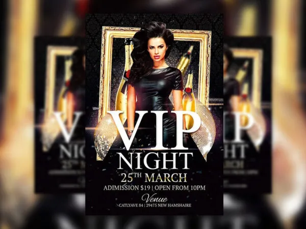 VIP Nightclub Flyer Template Featuring Disco Balls and Bottles 1