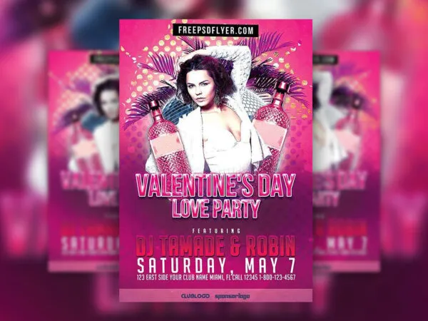 Valentines Day Love Party Flyer Template 1