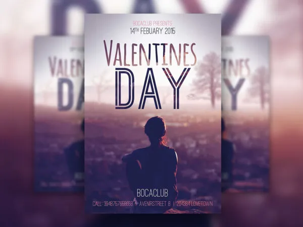 Valentines Day Party Flyer Template Featuring a Bright Scene 1
