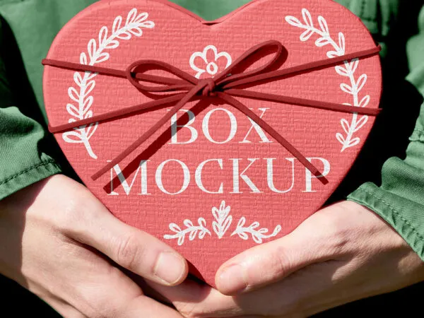 Valentines Heart Shaped Box Mockup 1