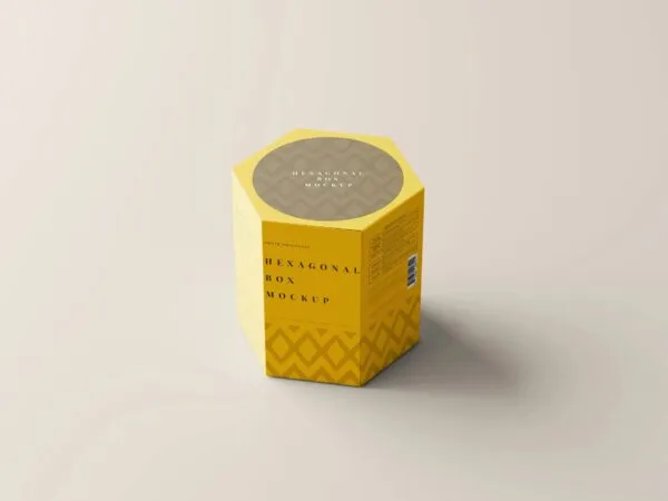 Varied Views of 8 Hexagonal Box Mockups 1