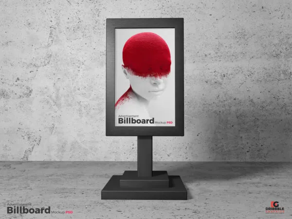 Vertical Advertising Stand in the Front View Mockup 1