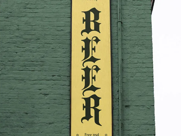 Vertical Bar Sign Stick to Wall Mockup 1