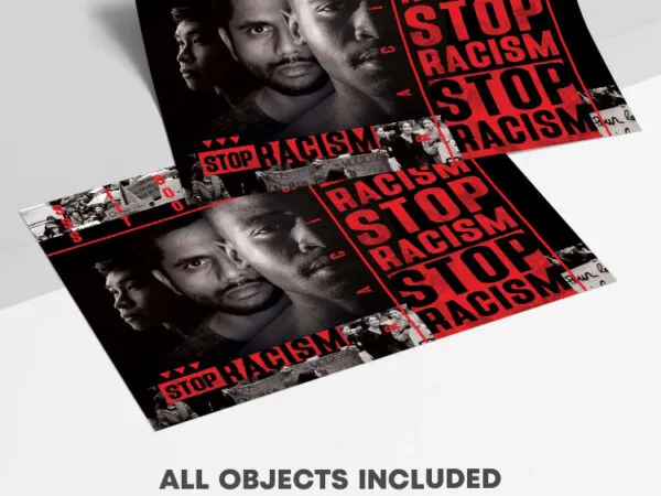 Vertical Black and Red Stop Racism Flyer Template 1