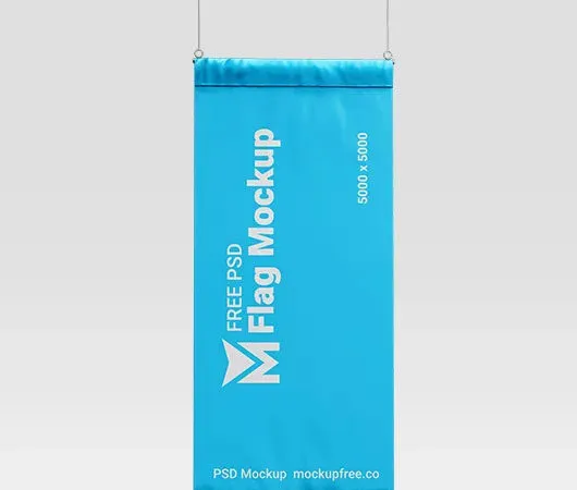 Vertical Blue Flag Mockup 1