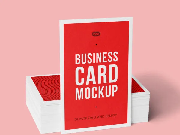 Vertical Business Card Stack Mockup 1