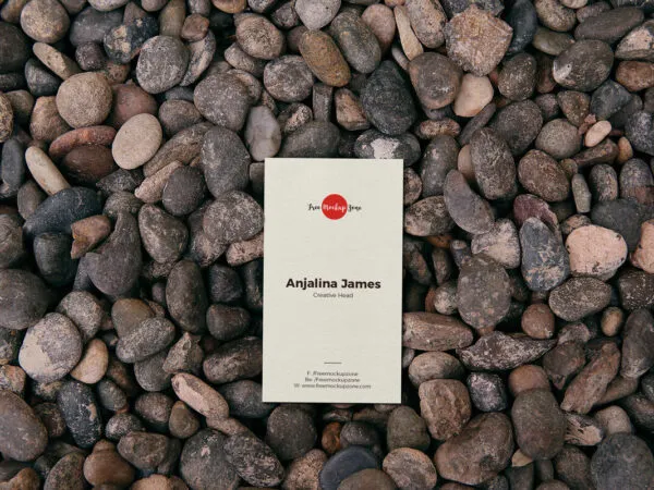 Vertical Business Card on Small Stones Mockup 1