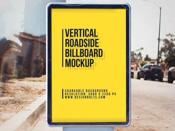 Vertical City Signage Standing in the Front View Mockup 1