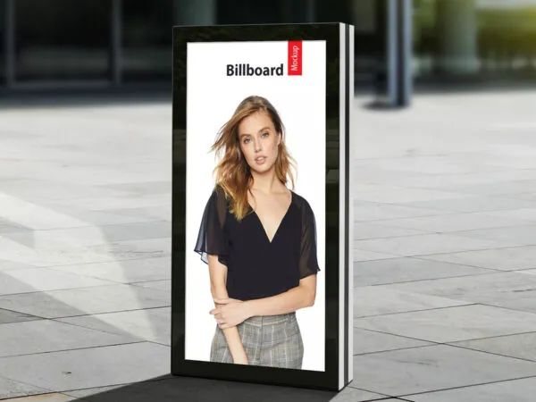 Vertical City Signage Standing in the Half Side View Mockup 1