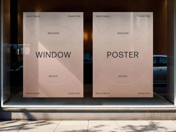 Vertical Display Window Posters Mockup 1