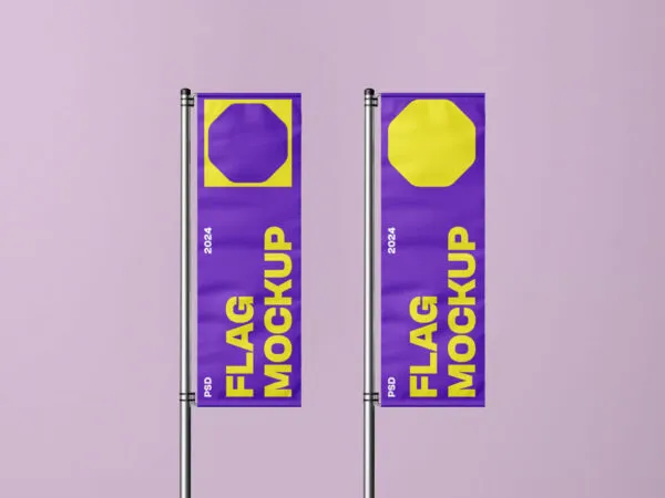 Vertical Flag on Pole Mockup 1