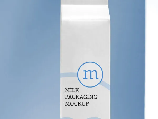 Vertical Milk Packaging Mockup on a Table 1