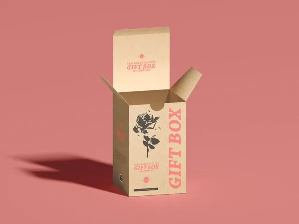 Vertical Open Gift Box Packaging Mockup 1