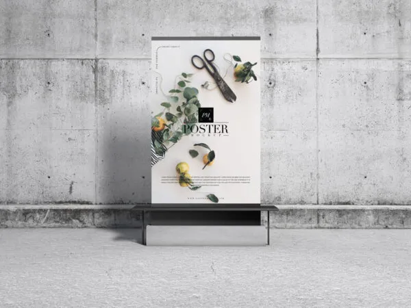 Vertical Poster Mockup With a Concrete Environment 1